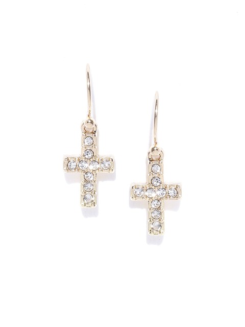 

Accessorize Gold-Toned Geometric Stone Studded Drop Earrings