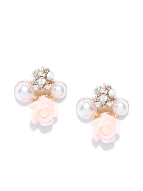 

Accessorize Peach-Coloured Stone Studded Floral Studs