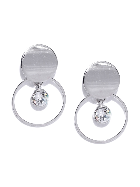 

Accessorize Silver-Toned Stone Studded Circular Drop Earrings