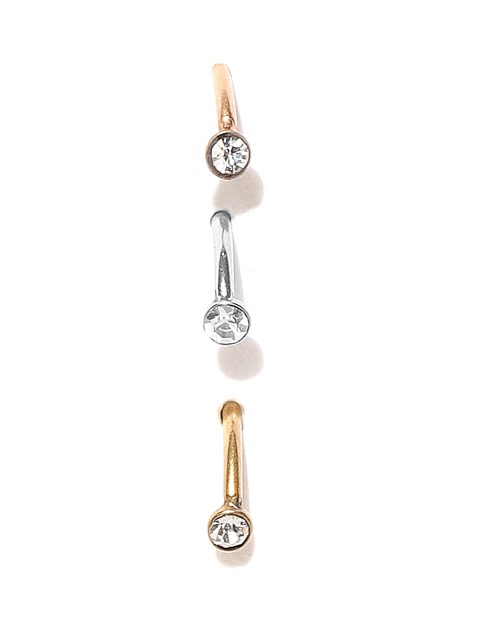 

Accessorize Silver & Rose-Gold Toned Circular Half Hoop Earrings