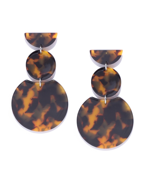 

Accessorize Black & Rust Orange Circular Drop Earrings