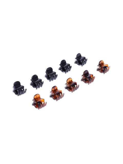 

Accessorize Set of 10 Black & Brown Claw Clips, Multi