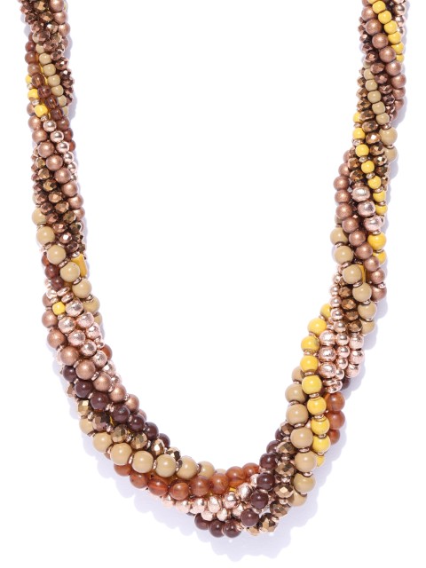 

Accessorize Brown & Gold-Toned Beaded Twisted Necklace