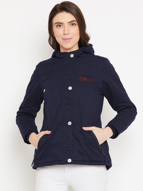 

Duke Women Navy Solid Hooded Padded Jacket, Navy blue
