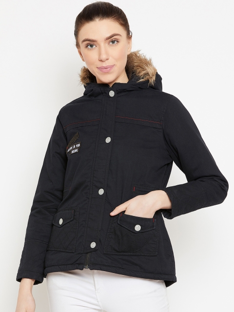 

Duke Women Black Solid Hooded Parka Jacket