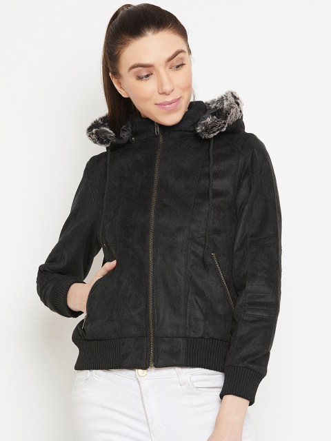 

Duke Women Black Solid Parka Jacket with Detachable Hood
