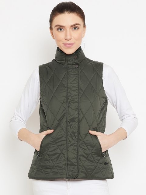 

Duke Women Olive Green Solid Quilted Jacket