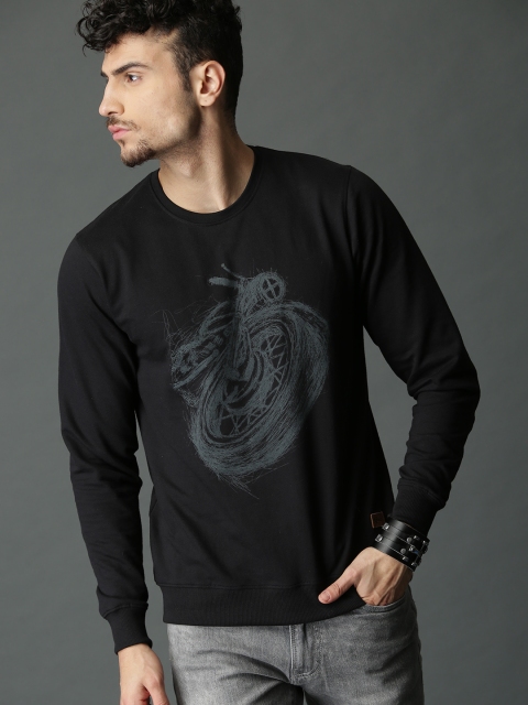 

Roadster Men Black Printed Sweatshirt