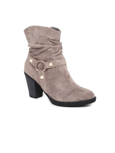 

Ginger by Lifestyle Women Grey Solid High-Top Heeled Boots