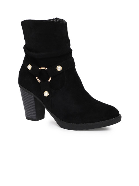 

Ginger by Lifestyle Women Black Solid Heeled Boots