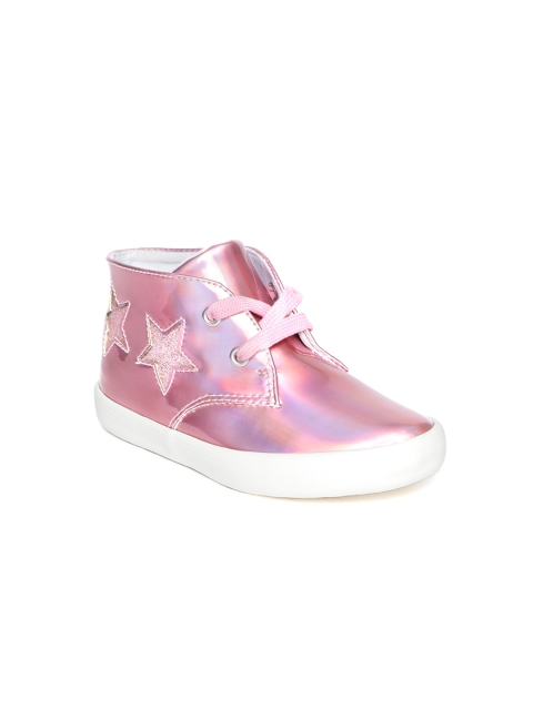 United Colors of Benetton Girls Pink Mid-Top Sneakers