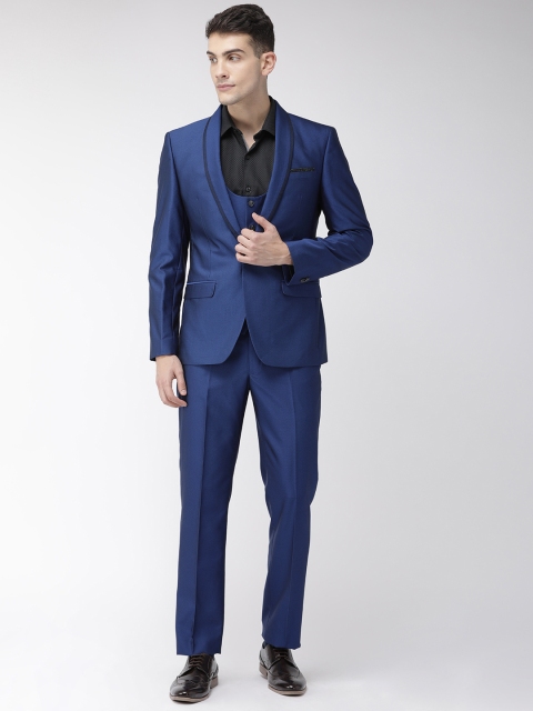 

Park Avenue Blue Self Design Slim Fit Single-Breasted Party Suit