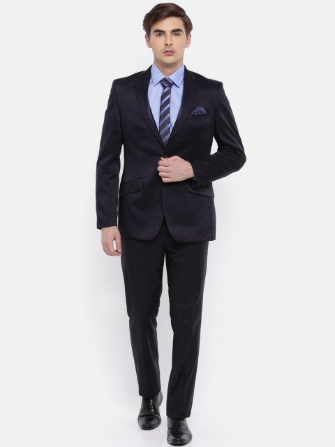 

Raymond Men Navy Blue Self-Design Contemporary Fit Single-Breasted Formal Suit