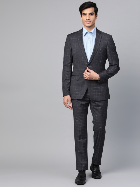 

Raymond Navy Blue Self-Checked Slim Fit Single-Breasted Formal Suit