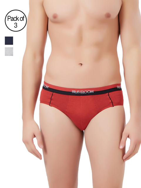 

Fruit of the Loom Men Pack of 3 Multicoloured Briefs MHB03-3P-C7, Grey melange