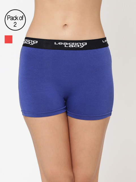 

Leading Lady Pack of 2 Assorted Mid-Rise Briefs Shorty-2, Orange