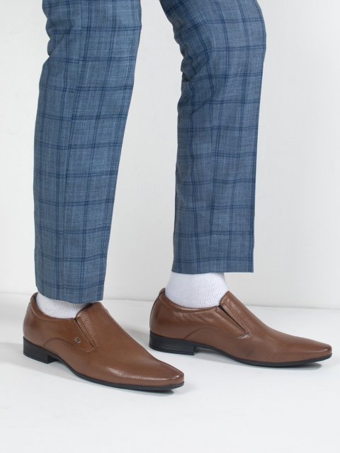 

ID Men Tan Brown Leather Formal Slip On Shoes