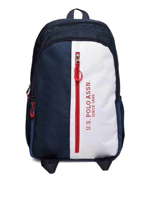 

U.S. Polo Assn. Men Blue & White Colourblocked Backpack