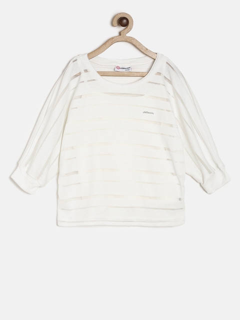 

Peppermint Girls White Self Design Top