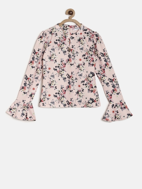 

Peppermint Girls Peach-Coloured Printed Top