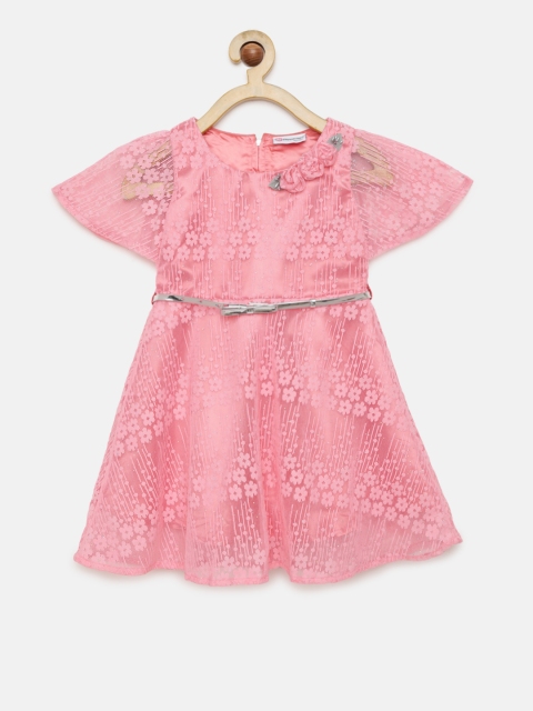 

Peppermint Girls Pink Printed Fit and Flare Dress