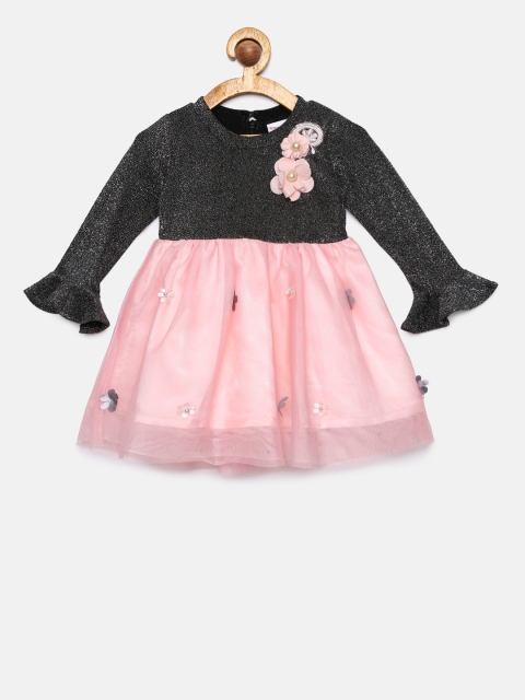 

Peppermint Girls Pink Colourblocked Fit and Flare Dress