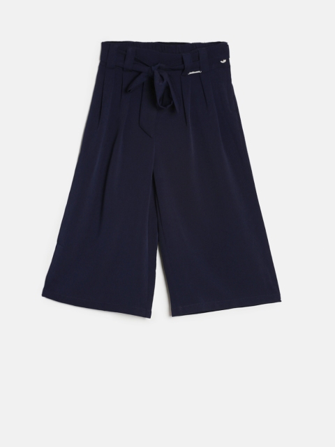 

Peppermint Girls Navy Blue Solid Straight Palazzos