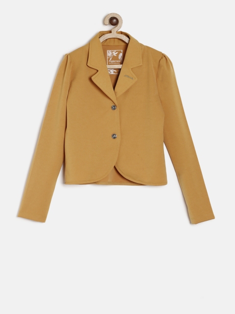 

Peppermint Girls Mustard Yellow Solid Blazer