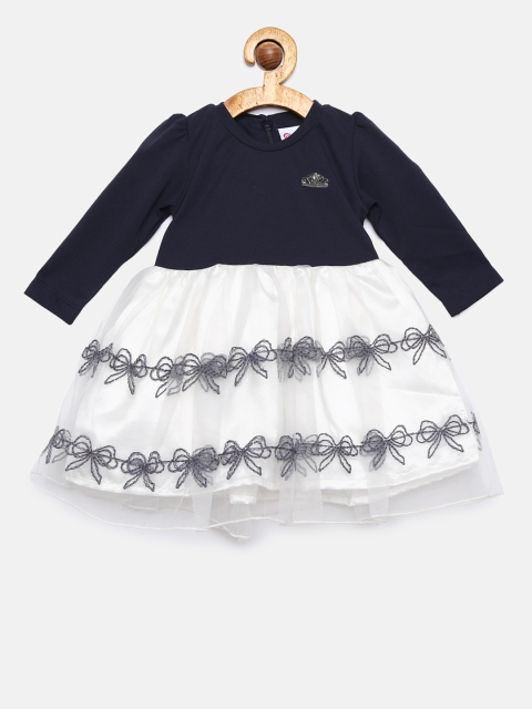 

Peppermint Girls Blue Colourblocked Fit and Flare Dress