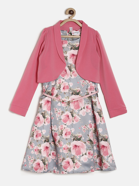 

Peppermint Girls Grey Printed Fit and Flare Dress