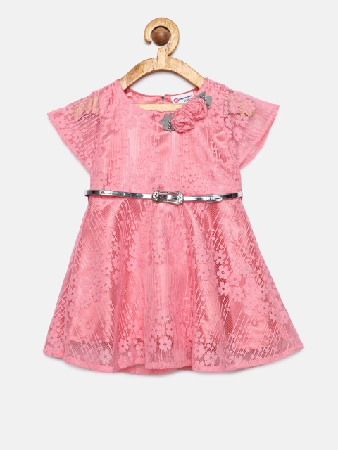 

Peppermint Girls Pink Solid Fit and Flare Dress