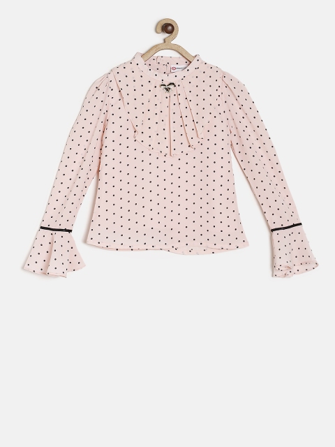 

Peppermint Girls Peach-Coloured Printed Top