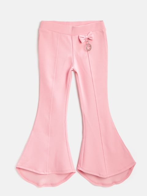 

Peppermint Girls Pink Regular Fit Solid Bootcut Trousers