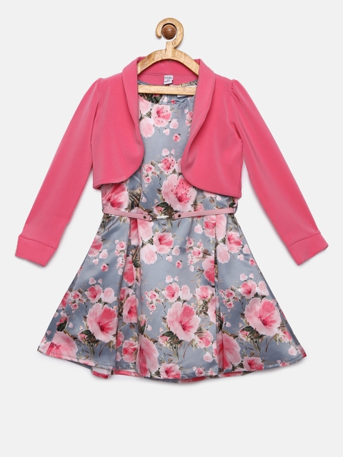 

Peppermint Girls Grey Printed Fit and Flare Dress
