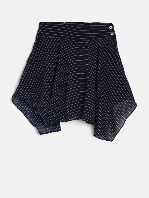 

Peppermint Girls Navy Blue Striped Flared Skirt