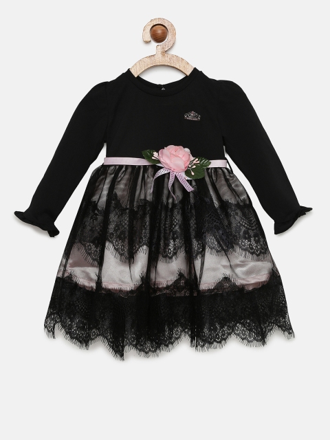 

Peppermint Girls Black Solid Fit and Flare Dress