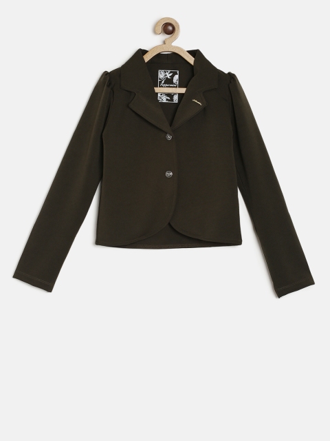 

Peppermint Girls Olive Brown Solid Blazer