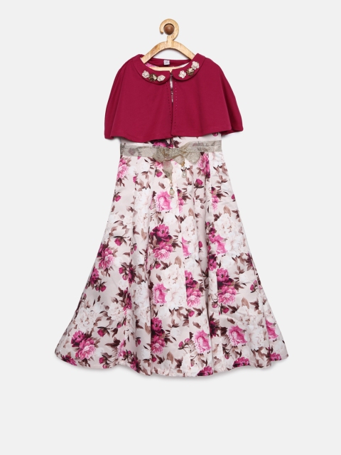 

Peppermint Girls Pink Printed Fit and Flare Dress
