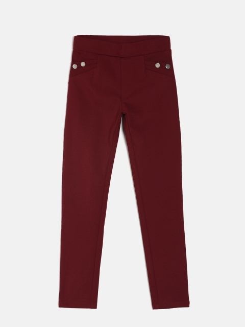 

Peppermint Girls Maroon Solid Jeggings