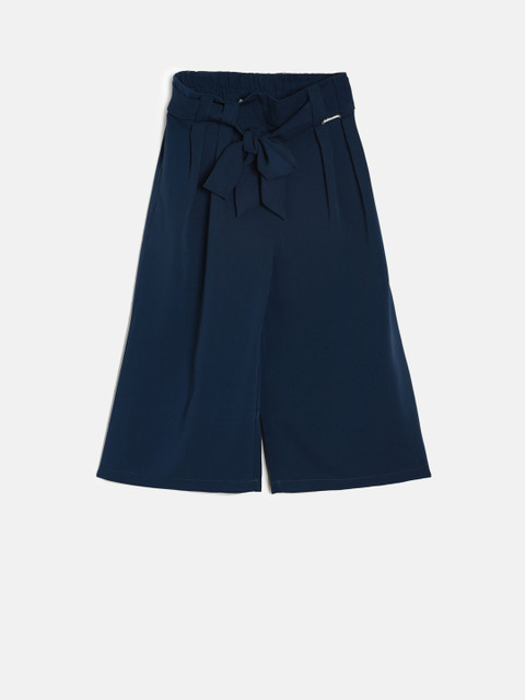 

Peppermint Girls Navy Blue Solid Wide Leg Palazzos