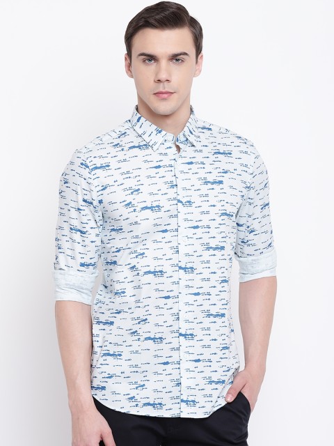 

Blackberrys Men Blue Trim Regular Fit Printed Casual Shirt