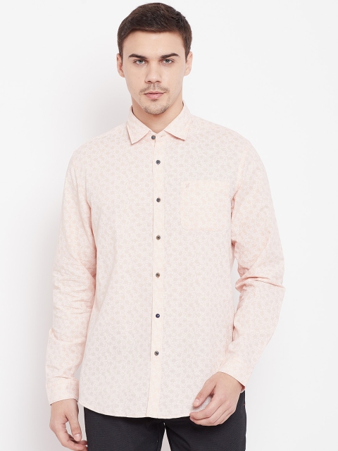 

Blackberrys Men Peach-Coloured Slim Fit Printed Casual Shirt