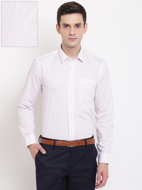 

Blackberrys Men White & Red Slim Fit Printed Formal Shirt