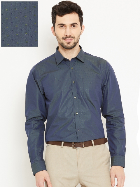 

Blackberrys Men Teal Green Slim Fit Self Design Formal Shirt
