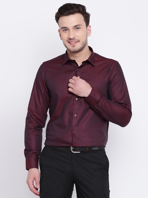 

Blackberrys Men Burgundy Slim Fit Solid Party Shirt