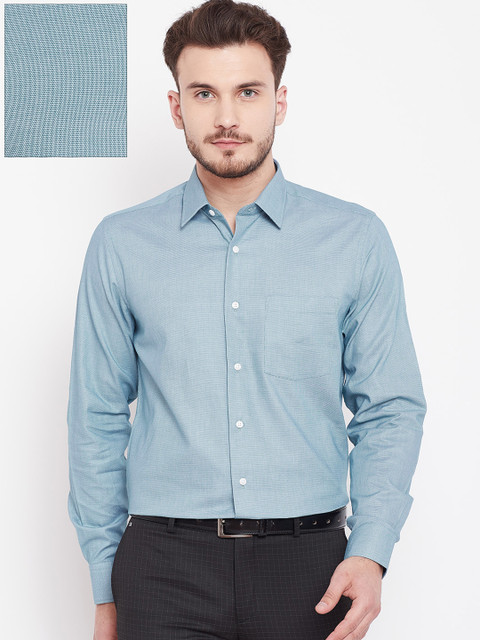 

Blackberrys Men Green Slim Fit Self Design Formal Shirt