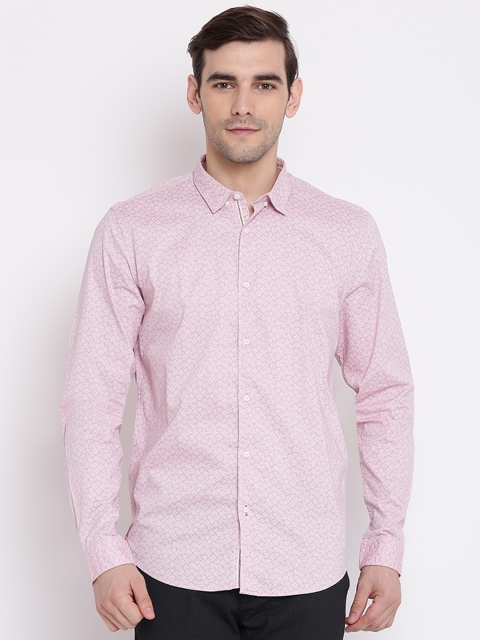 

Blackberrys Men Dusty Pink Slim Fit Printed Casual Shirt