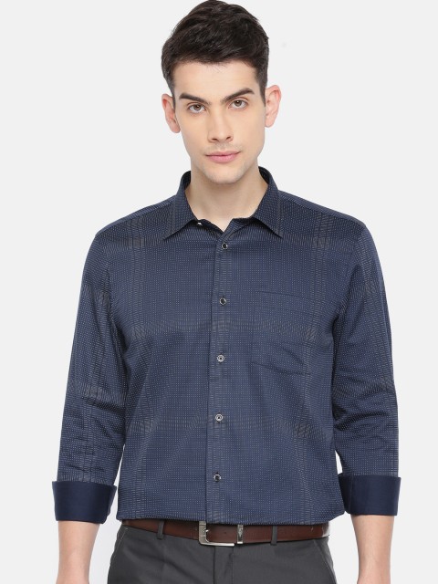 

Blackberrys Men Navy Slim Fit Printed Formal Shirt, Navy blue