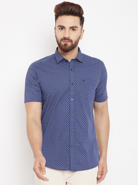 

Blackberrys Men Navy Blue & White Slim Fit Printed Casual Shirt