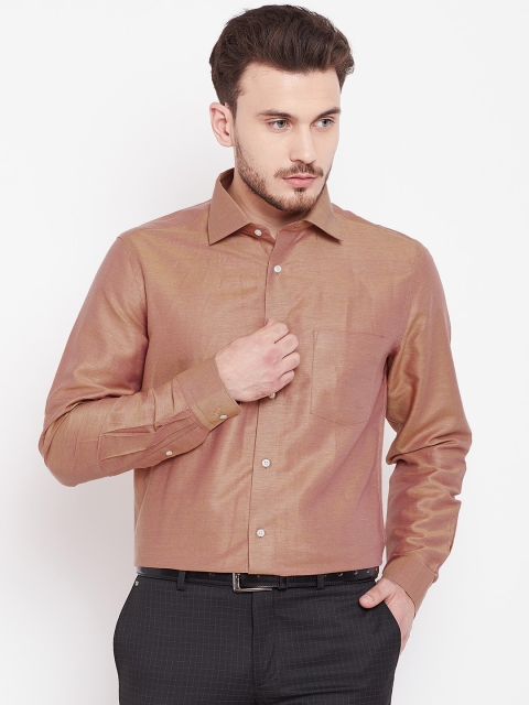 

Blackberrys Men Beige & Pink Dual-Toned Slim Fit Solid Partywear Shirt